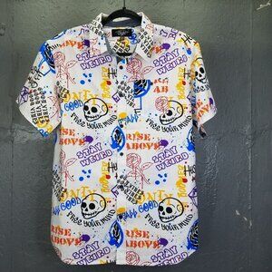 Eighty Eight Button Up Shirt Youth 18/20 Men’s S Graffiti Shirt Skull Peace Rose